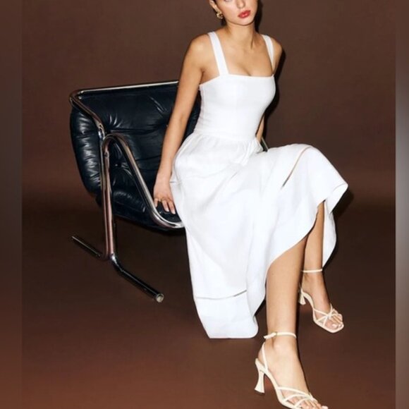 NEW Reformation Everett Linen Sleeveless Midi Dress White | US 0 UK 4 - Picture 1 of 16